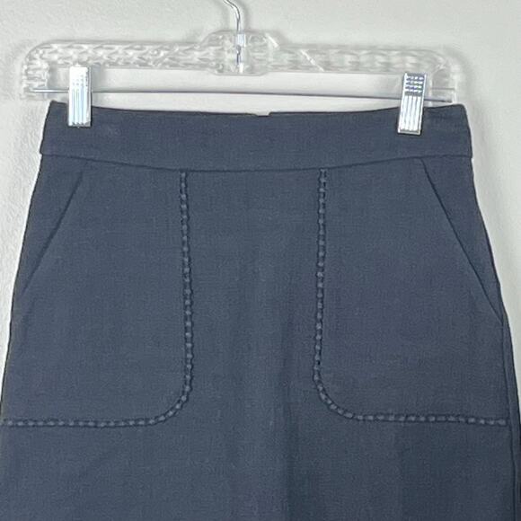Loft Petites Black Cotton Blend Skirt with Two Front Pockets Size 00P - Picture 2 of 8